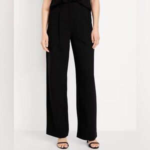 Old Navy High-Waisted Taylor Wide-Leg Trouser Pants – Black Jack, Size Small